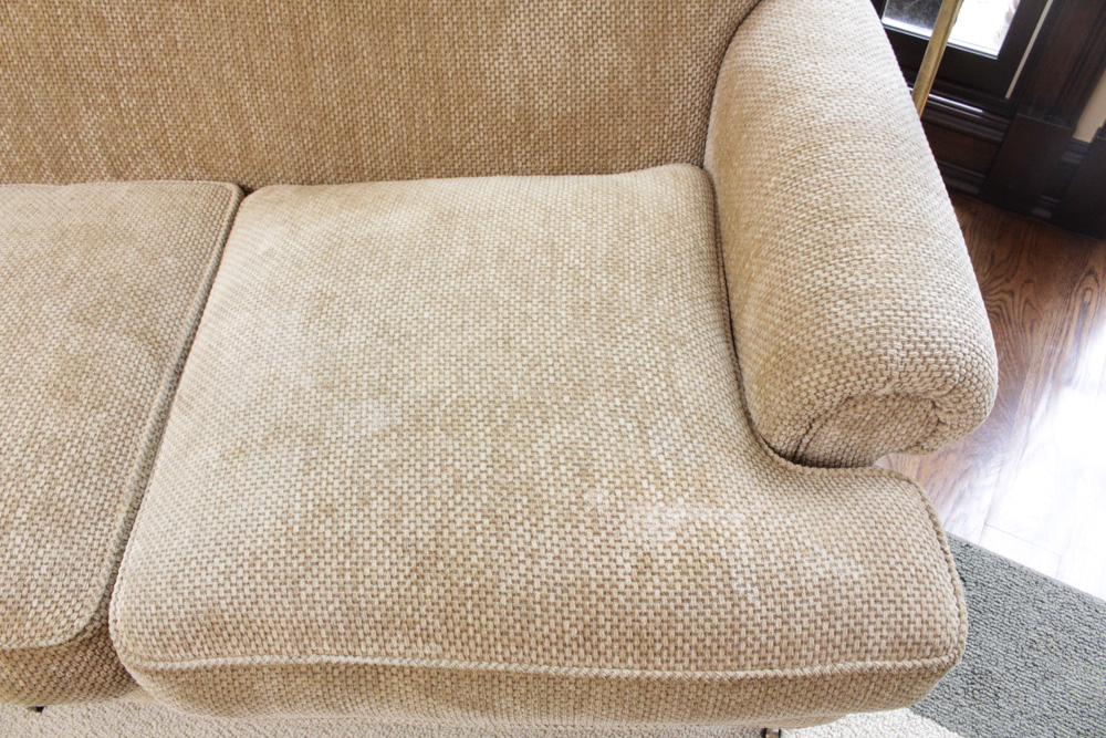 Custom Upholstered Camel Back Sofa