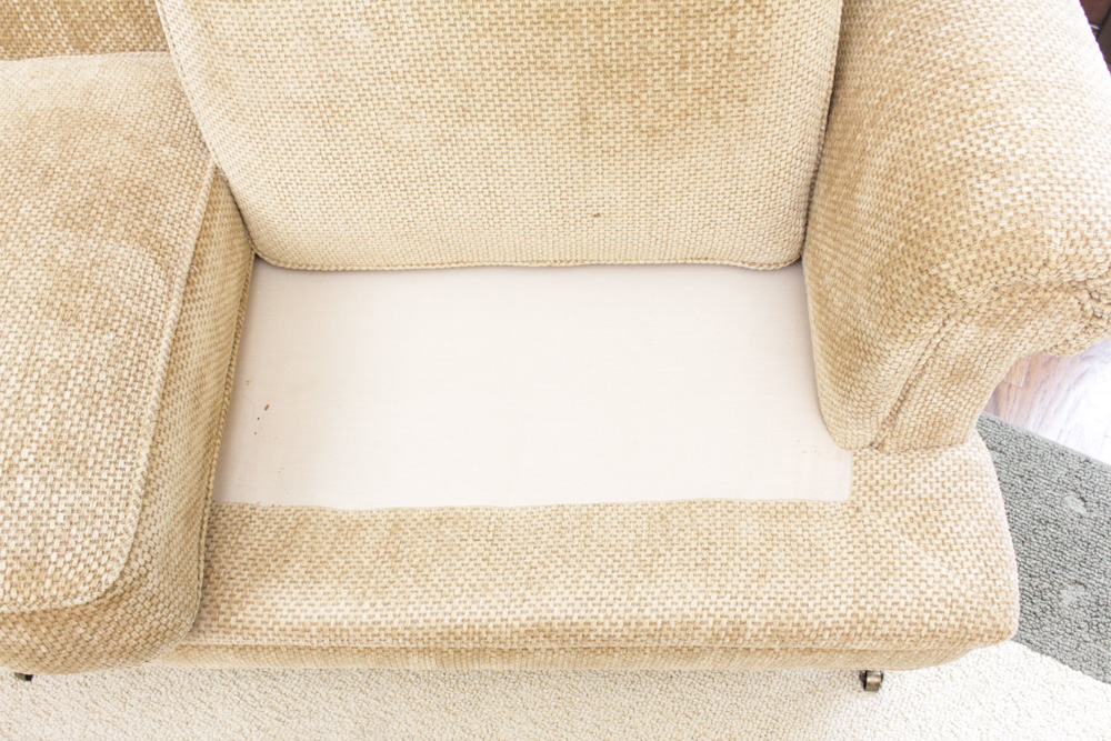 Custom Upholstered Camel Back Sofa