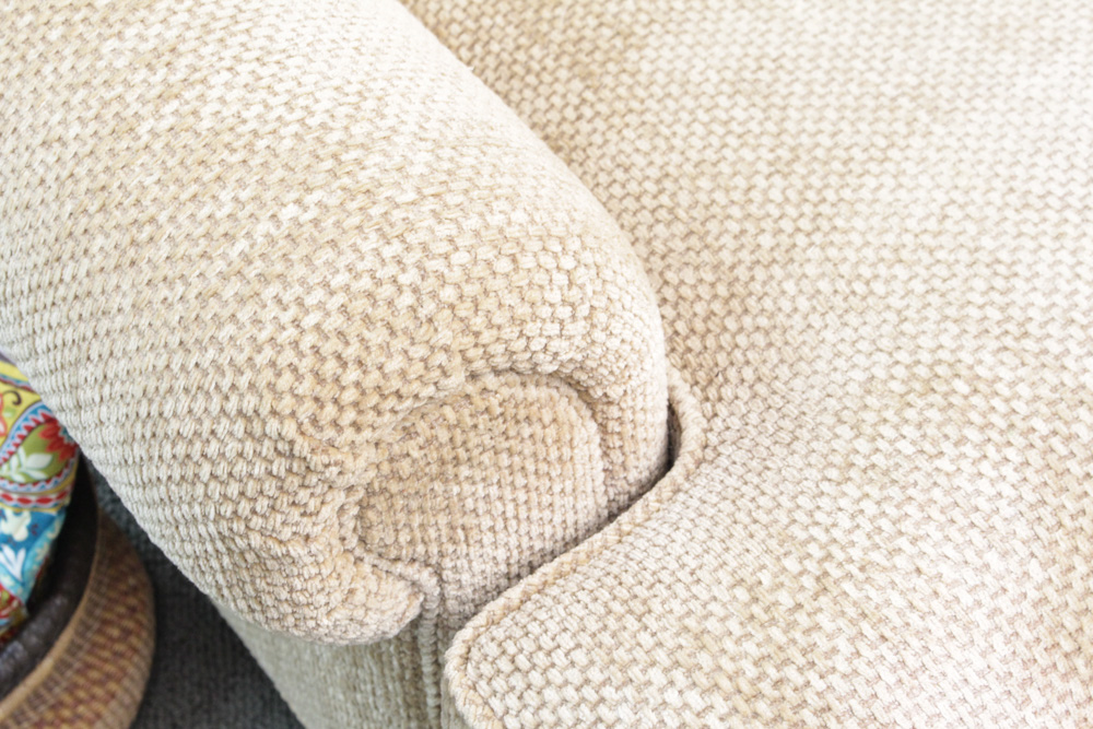 Custom Upholstered Camel Back Sofa