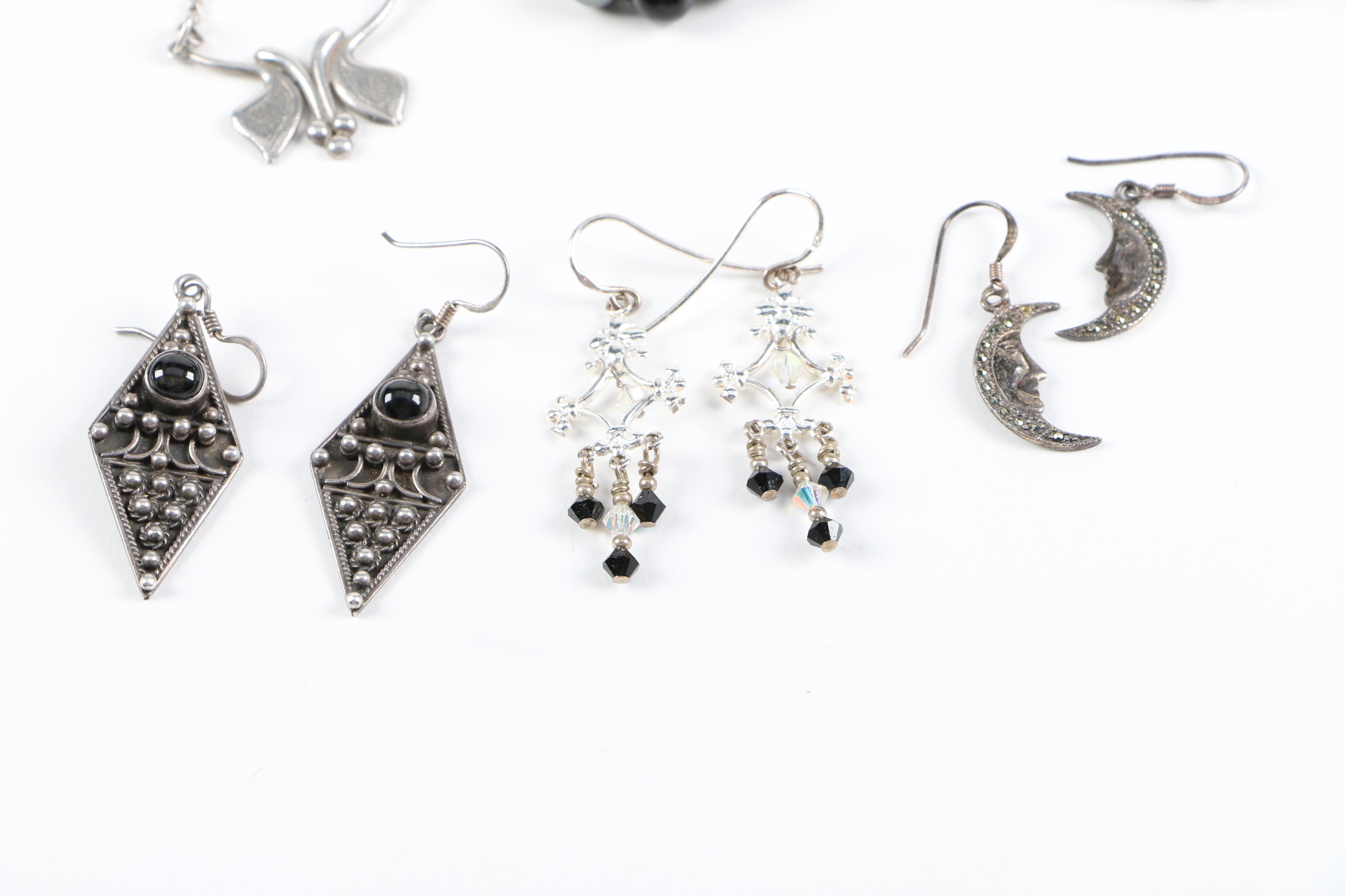 Sterling Silver Hematite and Stone Jewelry