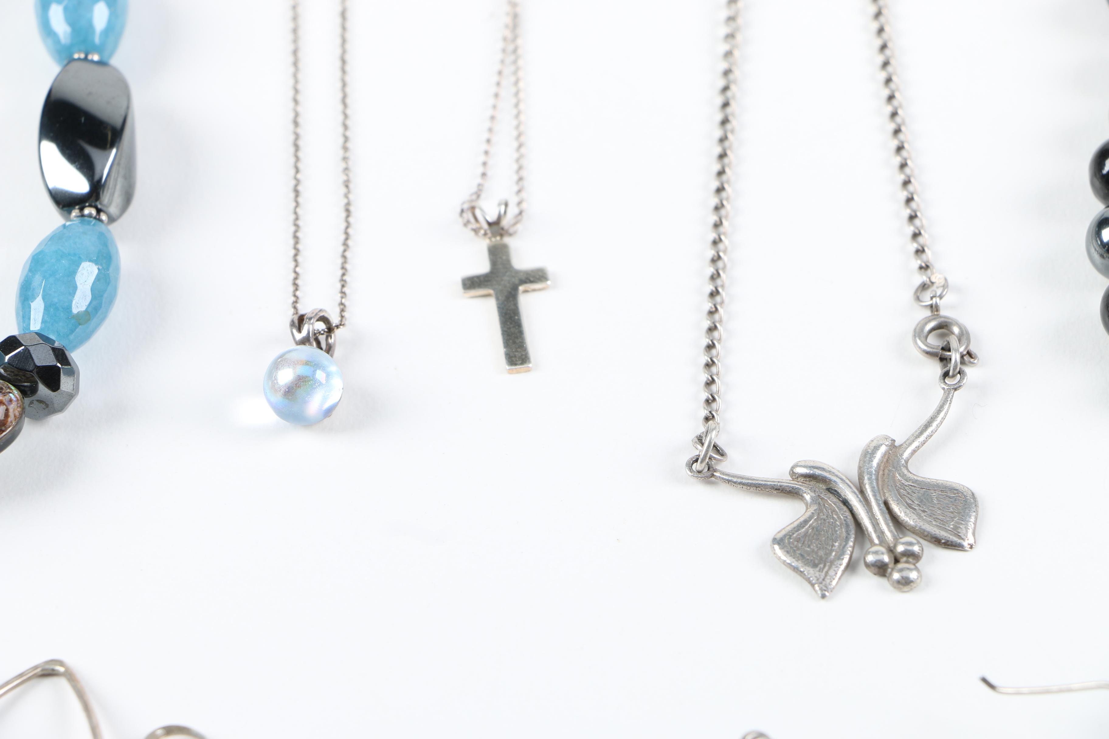 Sterling Silver Hematite and Stone Jewelry