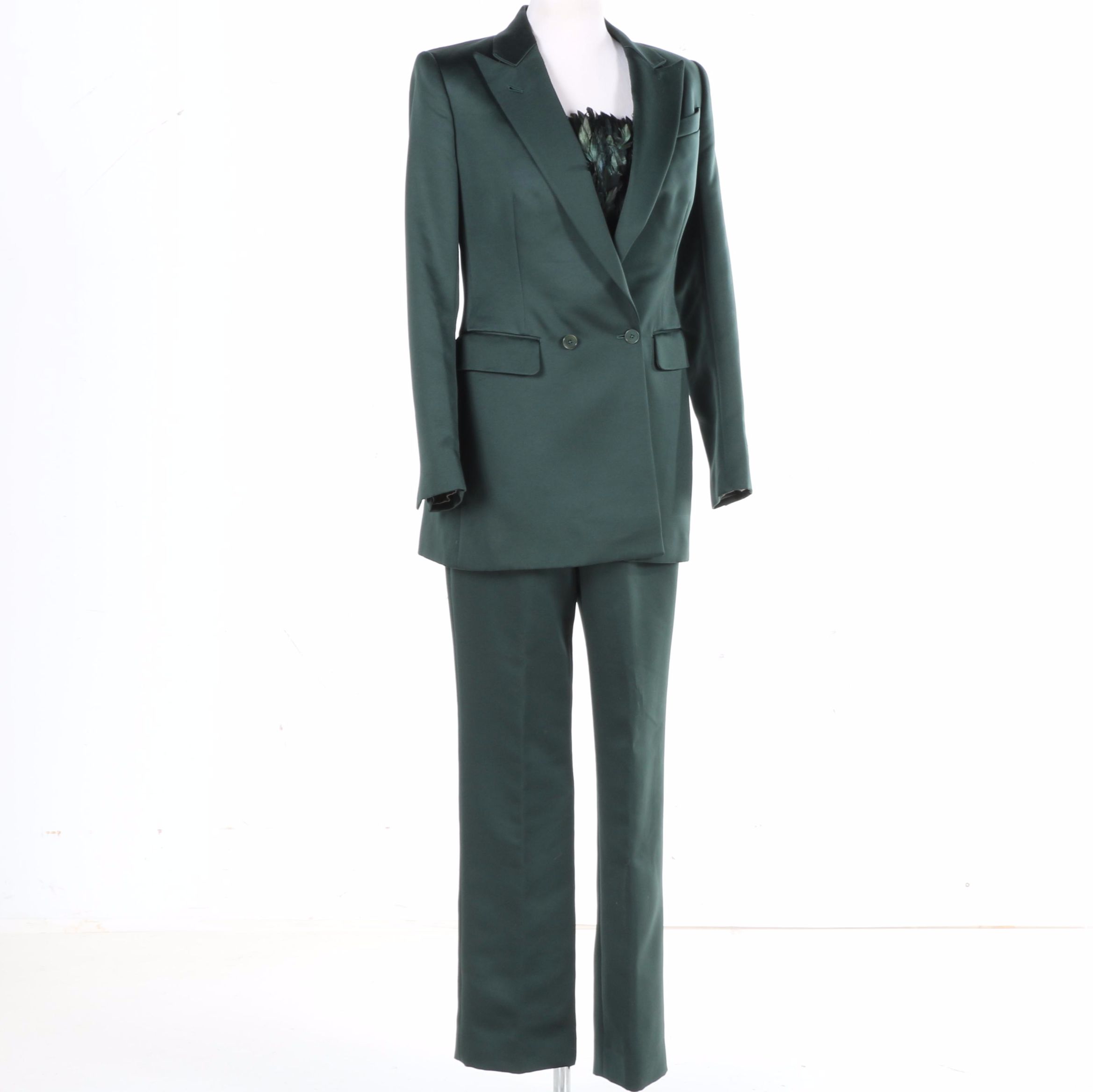 Richard Tyler Couture Women's Suit and Feathered Corset