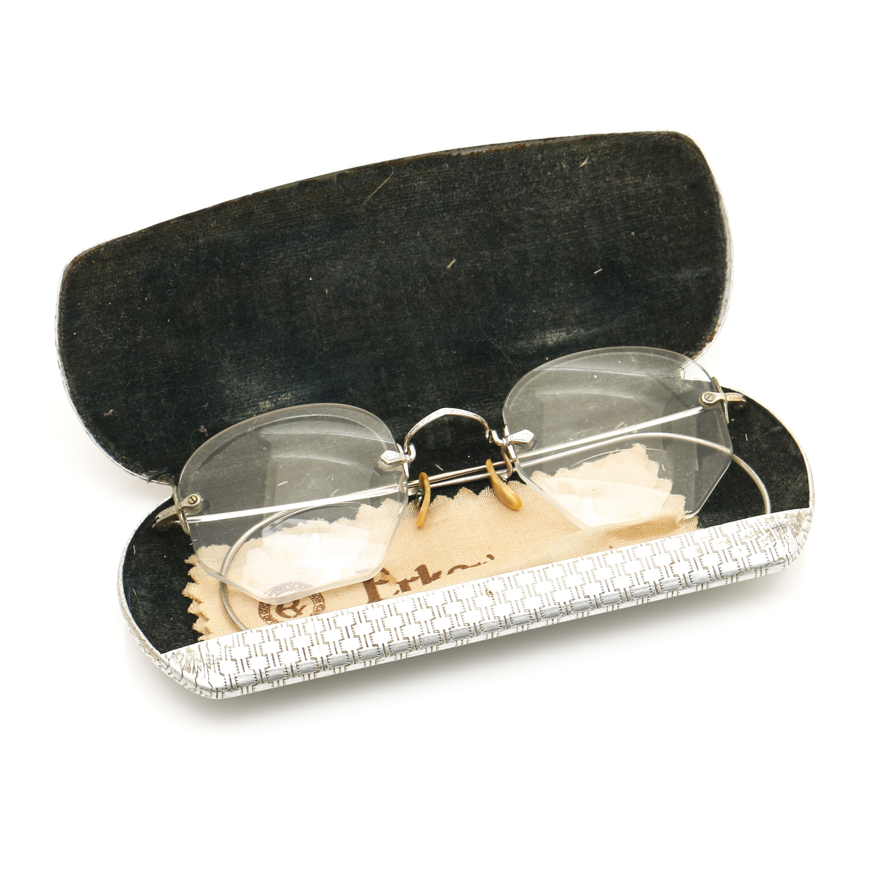 Vintage 14K White Gold Frameless Eyeglasses