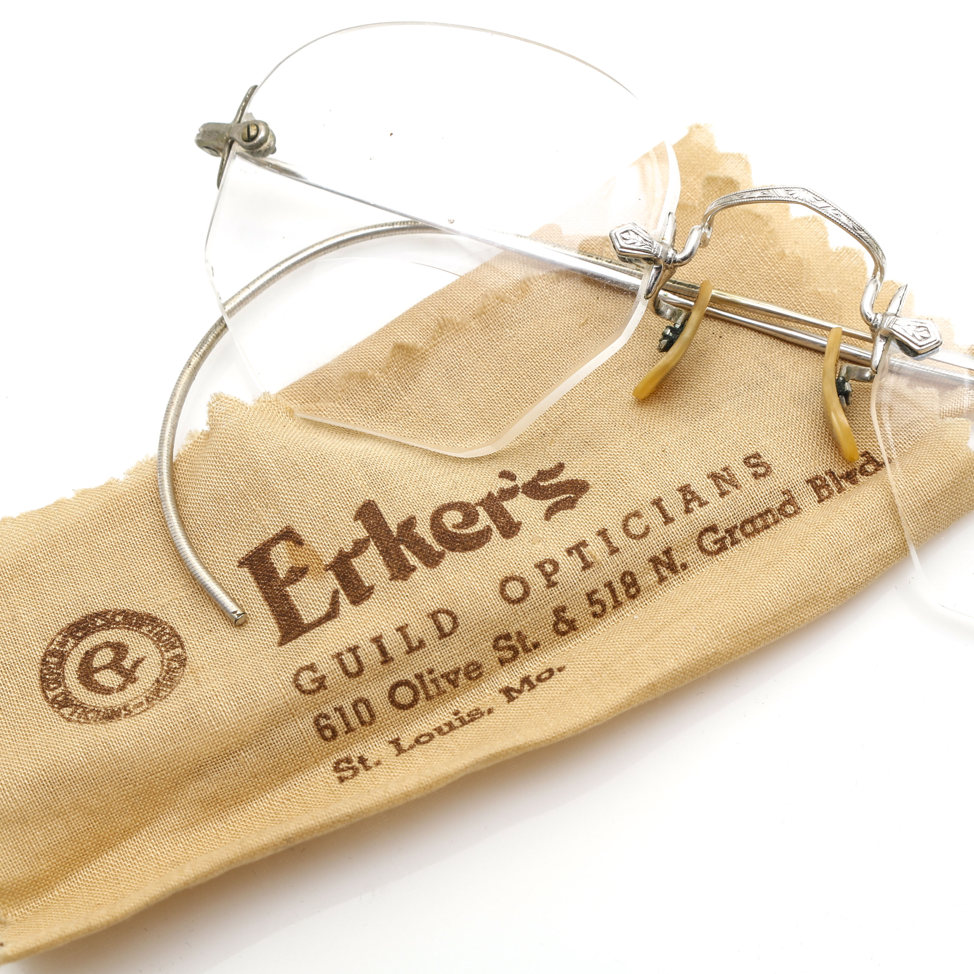 Vintage 14K White Gold Frameless Eyeglasses