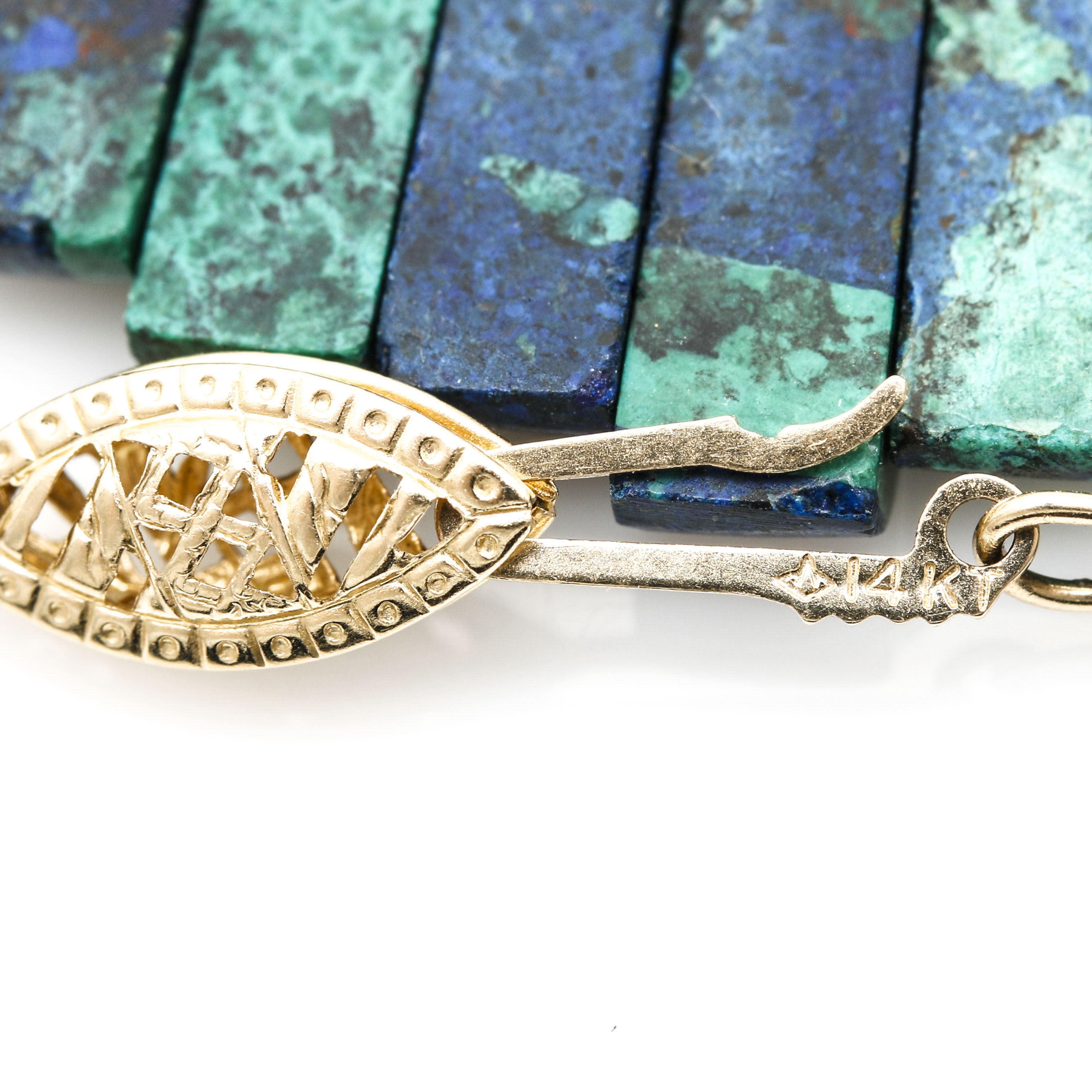 14K Yellow Gold Semi-Precious Stone Beaded Collar Necklace