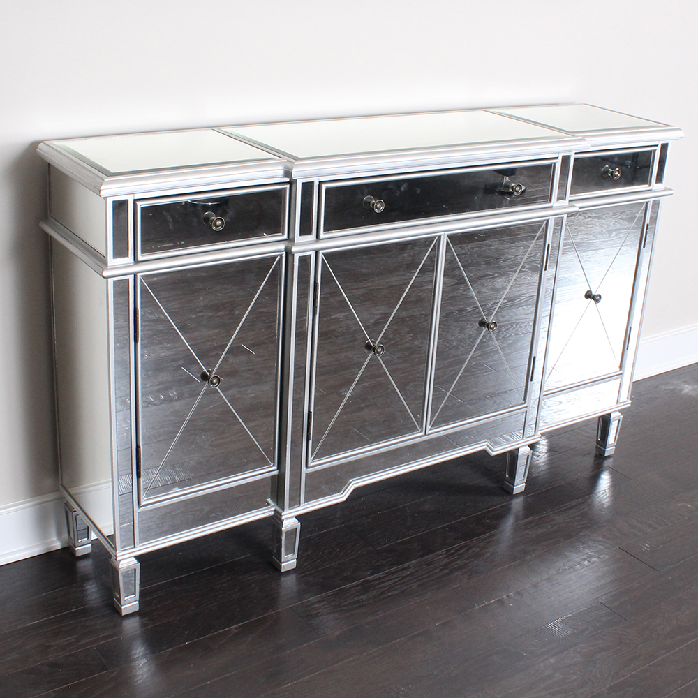 Neoclassical Style Mirrored Breakfront Console by Powell