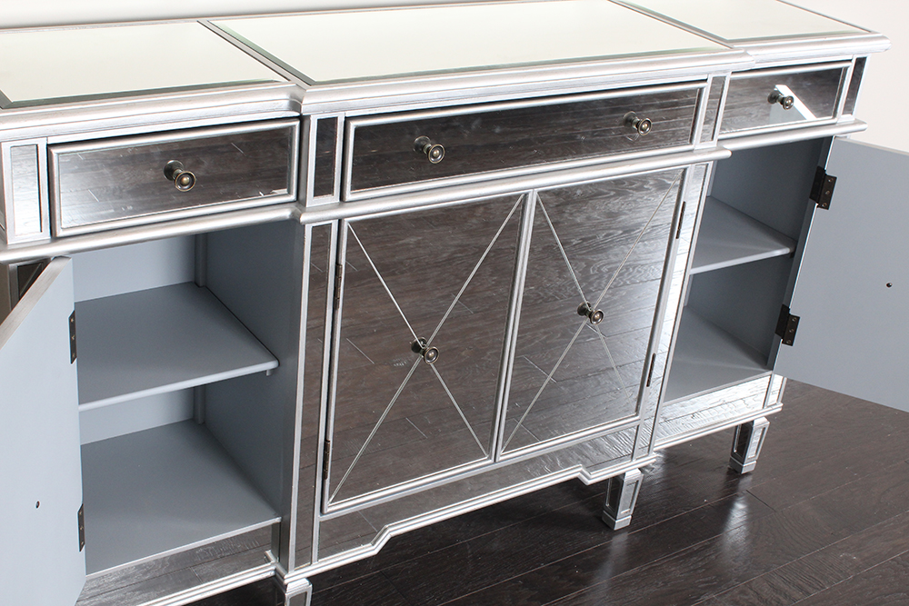 Neoclassical Style Mirrored Breakfront Console by Powell