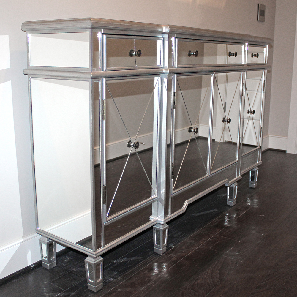 Neoclassical Style Mirrored Breakfront Console by Powell