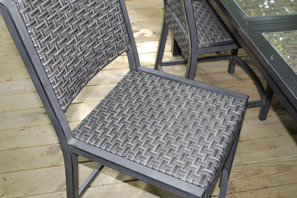 "Carol Stream" Outdoor Wicker Extendable Patio Table with Chairs by Hampton Bay