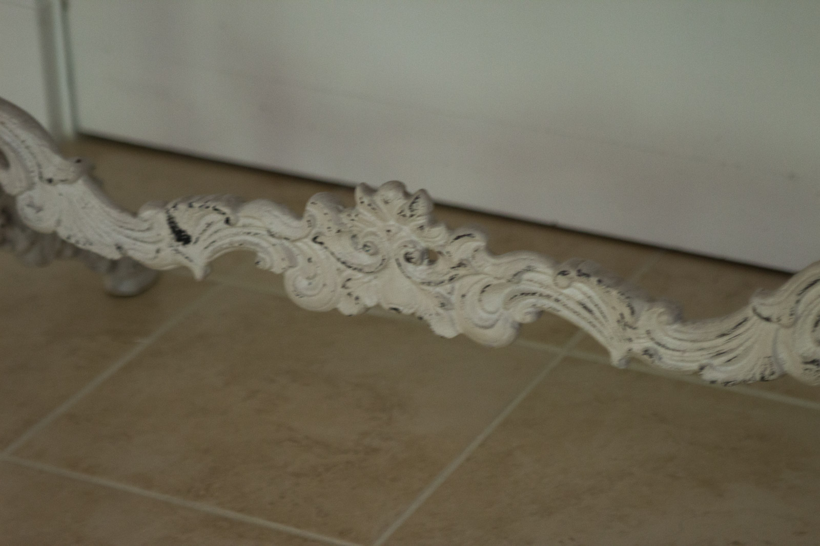 Marble Top Table with Decorative Cast Iron Base