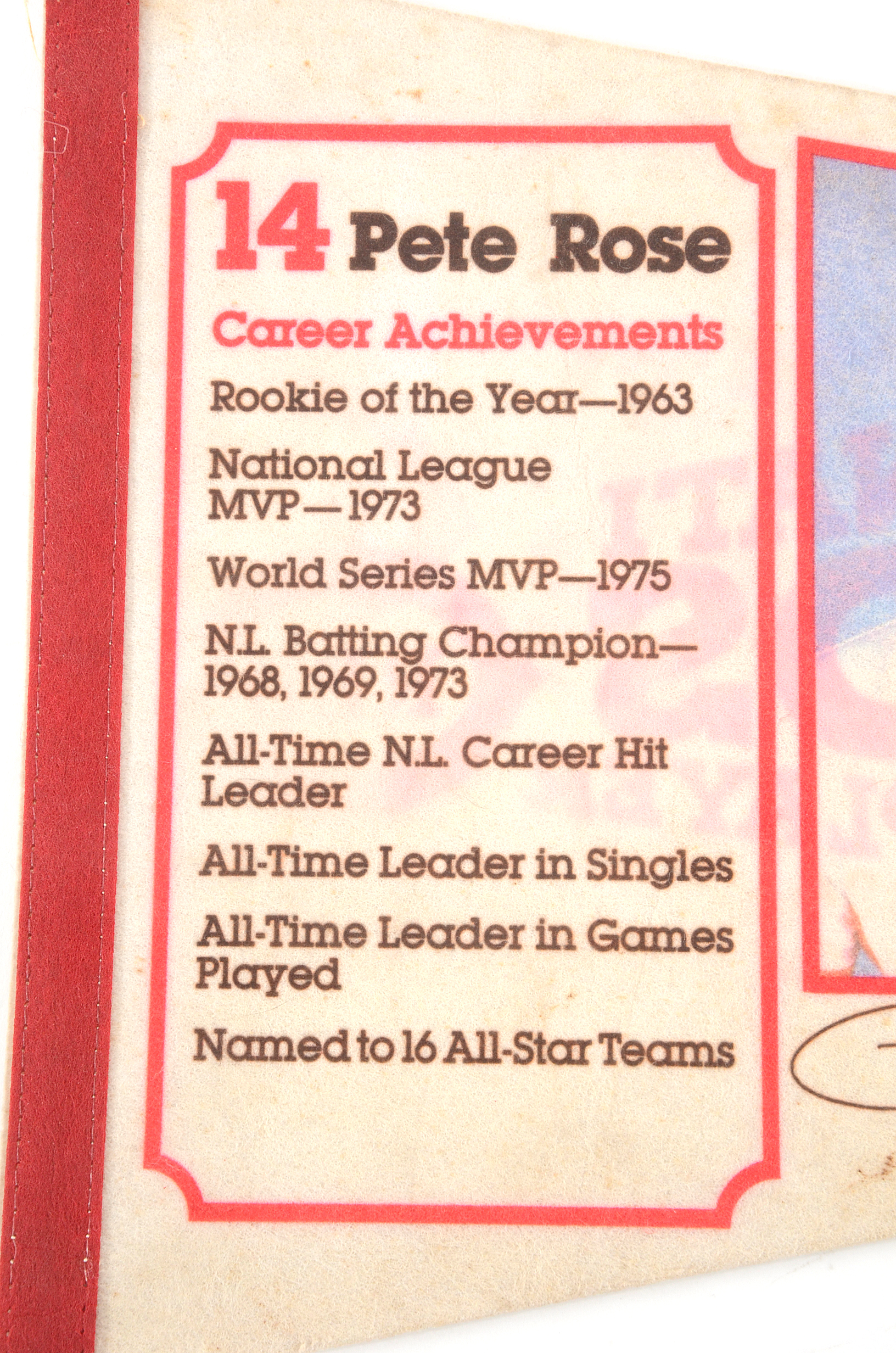 Pete Rose Picture Manager Pennant