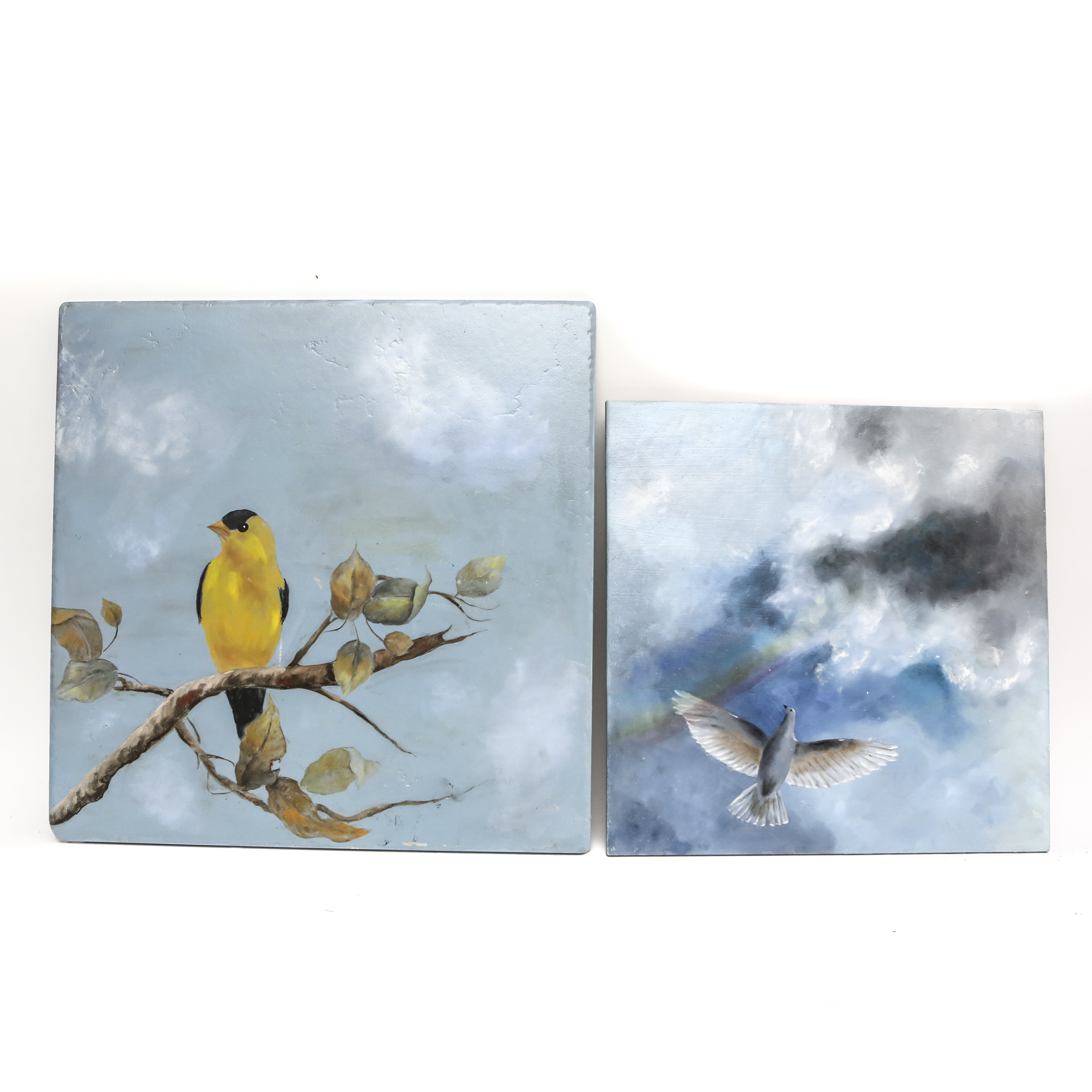 Pair of Hand Painted Decorative Tiles