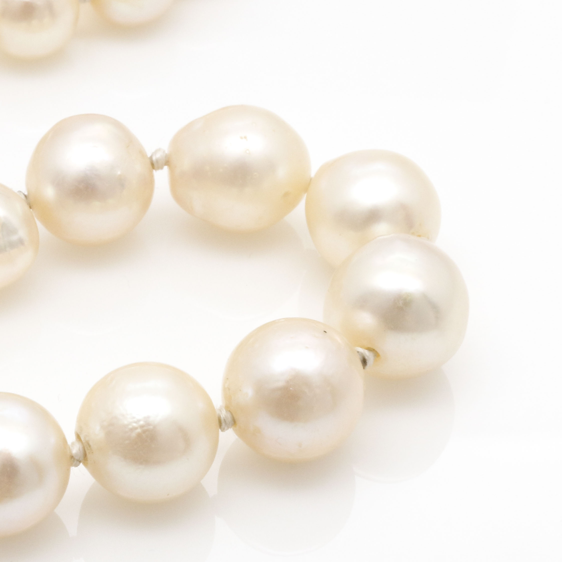 Semi Baroque Cultured Pearl Necklace With 10K White Gold Findings