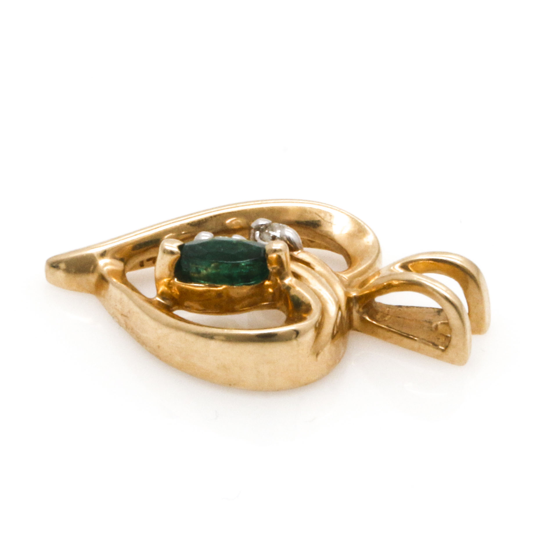 14K Yellow Gold Gemstone Heart Pendant and Bracelet