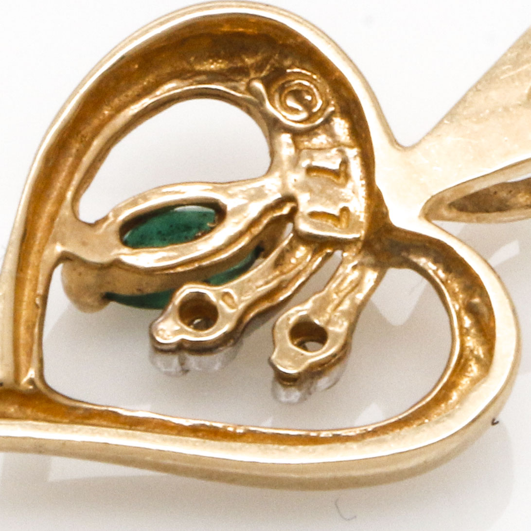 14K Yellow Gold Gemstone Heart Pendant and Bracelet