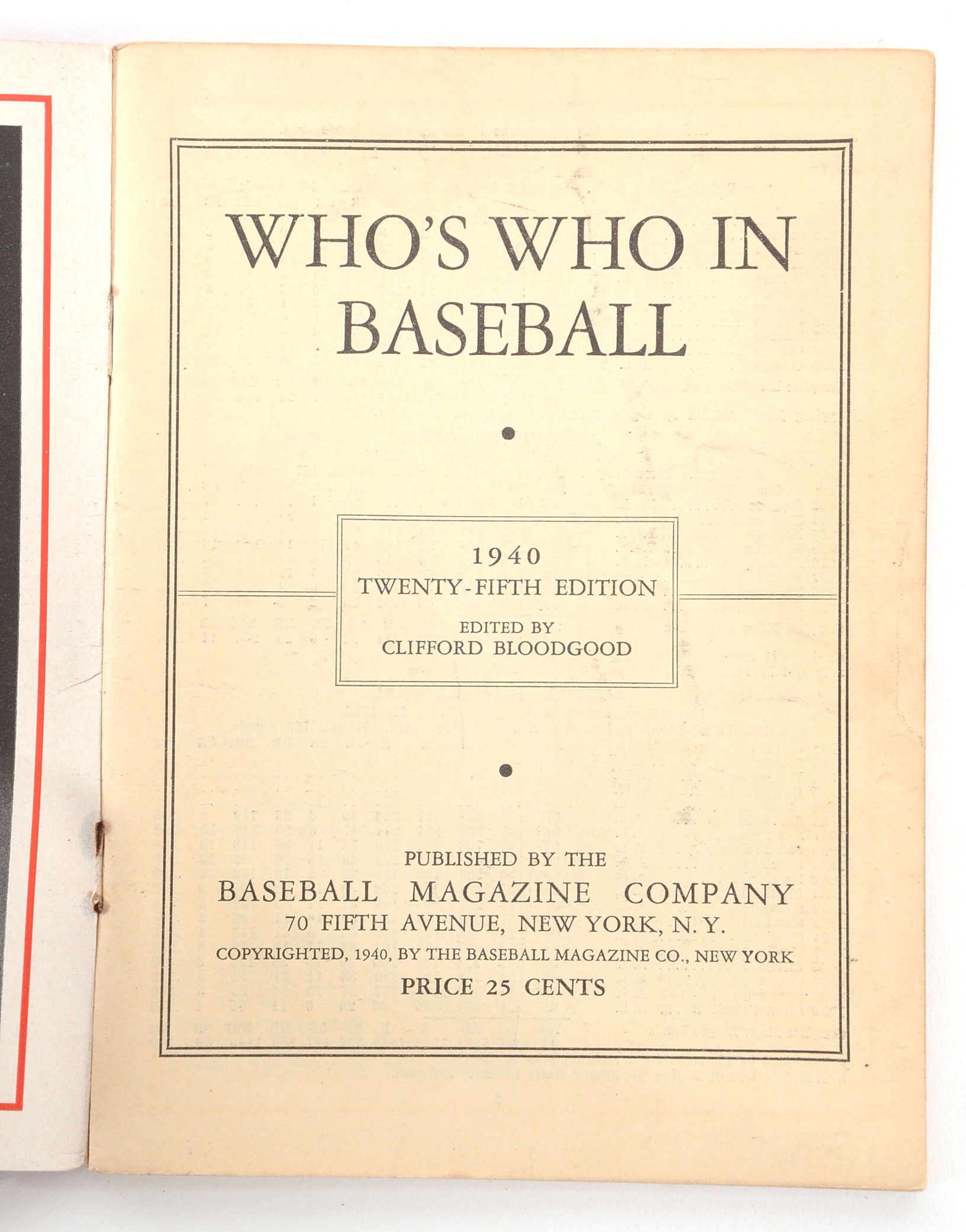 1940 "Who's Who In Baseball"