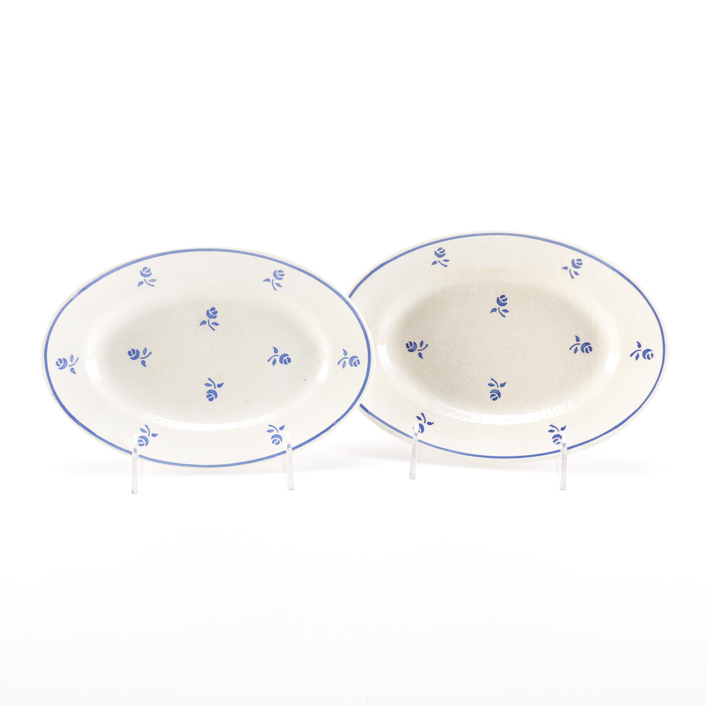 French Blue and White Floral Ceramic Plates