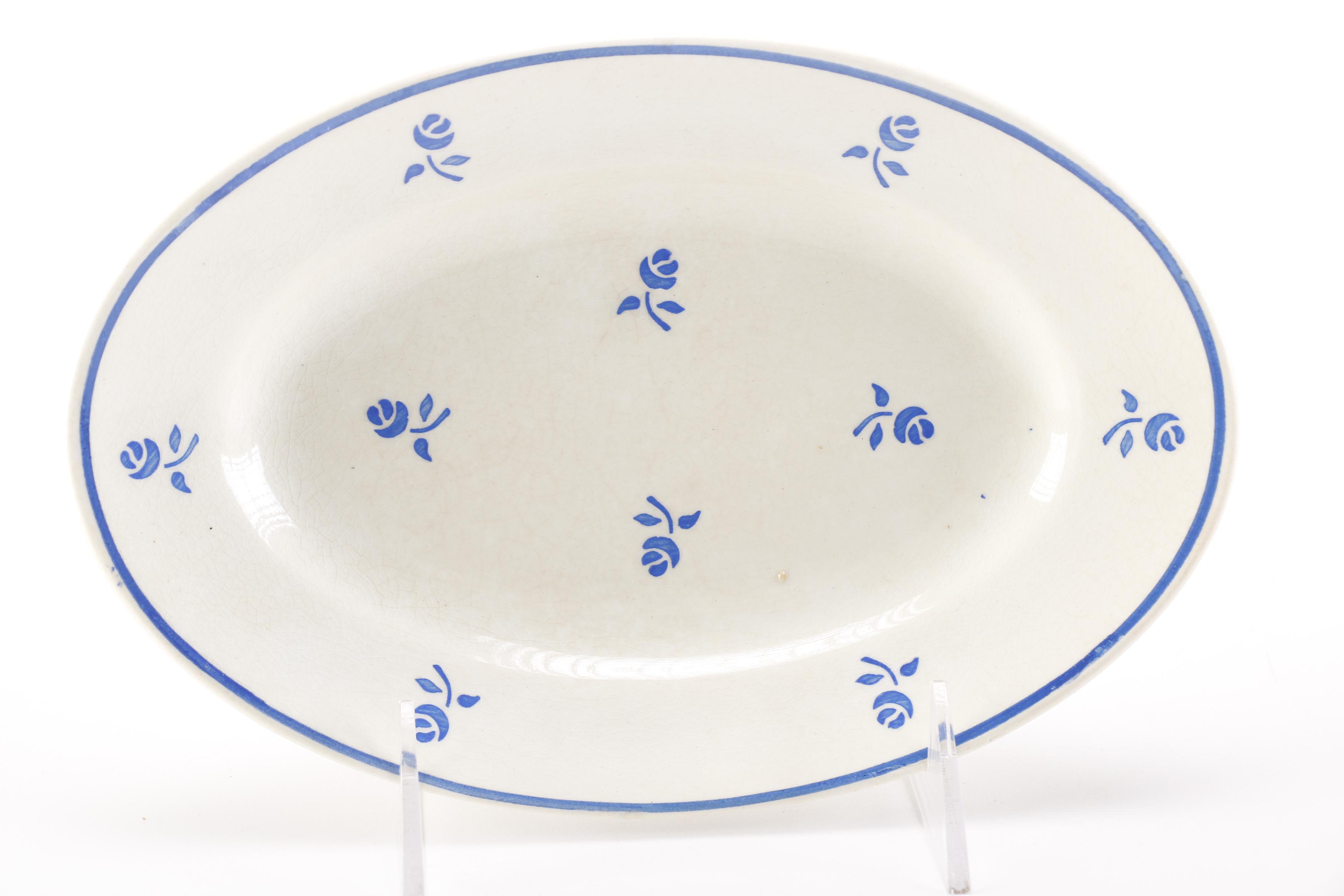 French Blue and White Floral Ceramic Plates