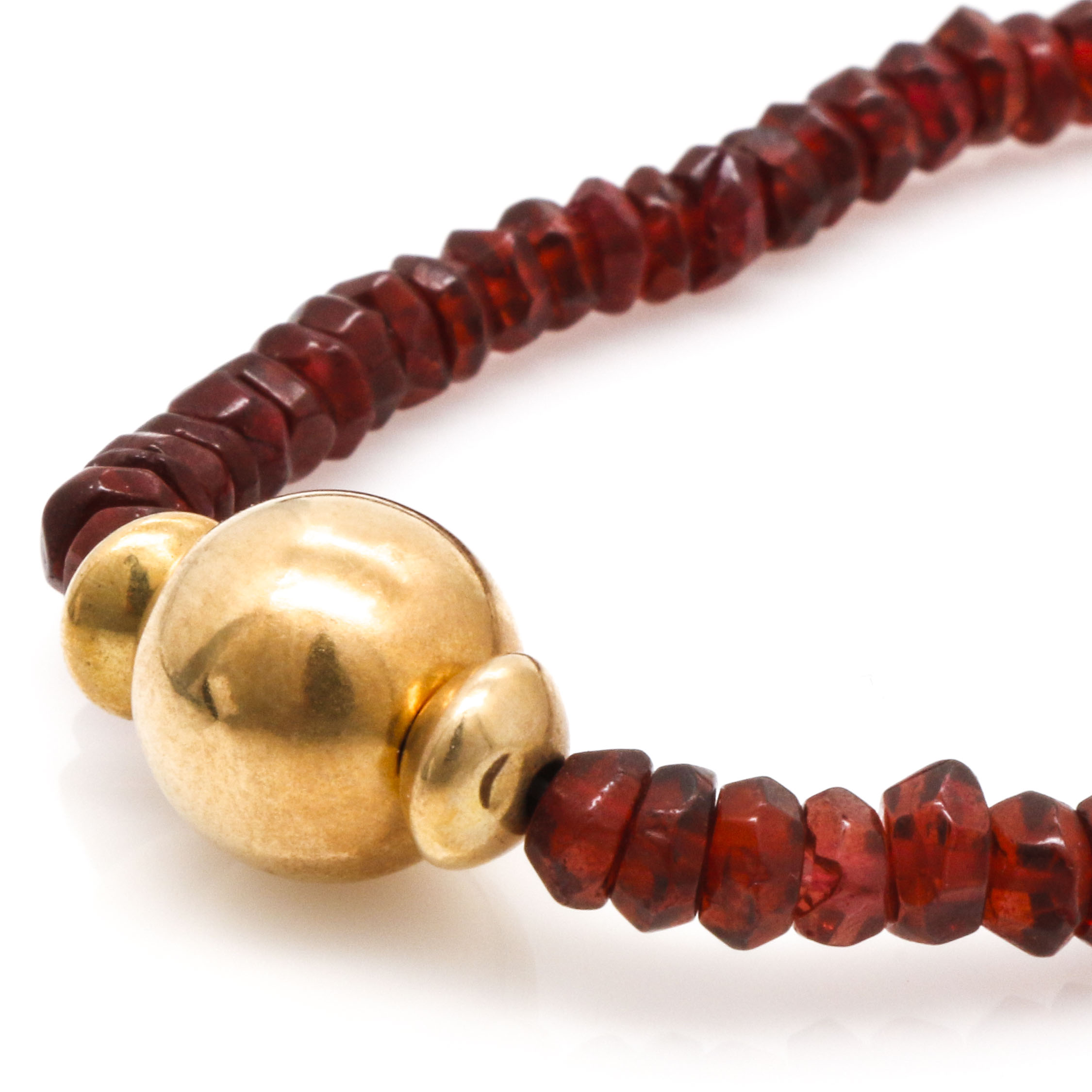 14K Yellow Gold Garnet Bead Necklace