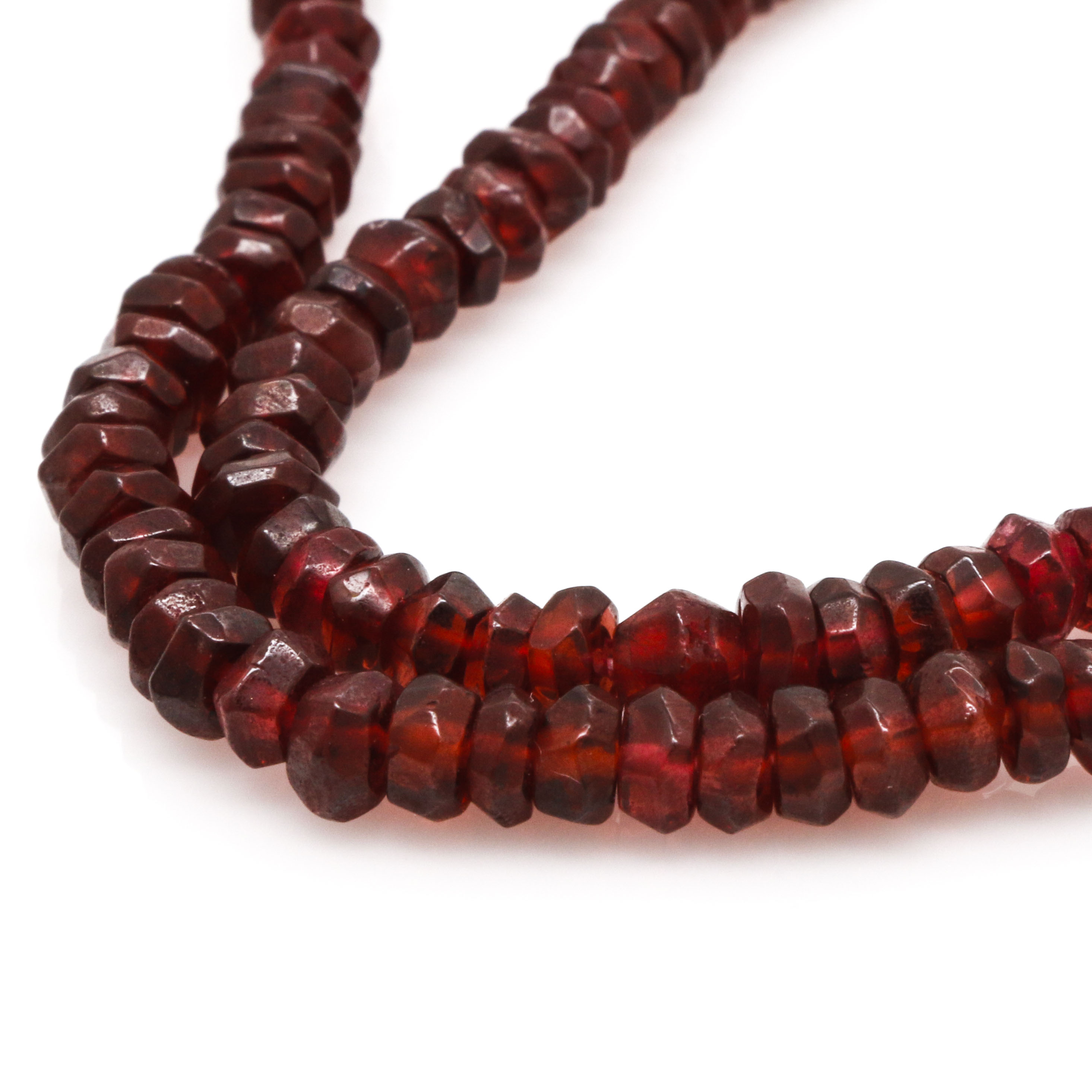14K Yellow Gold Garnet Bead Necklace