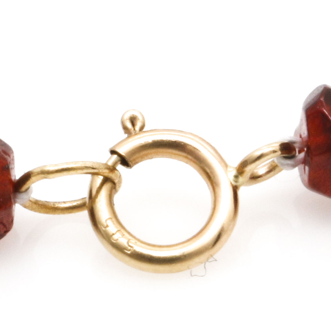 14K Yellow Gold Garnet Bead Necklace