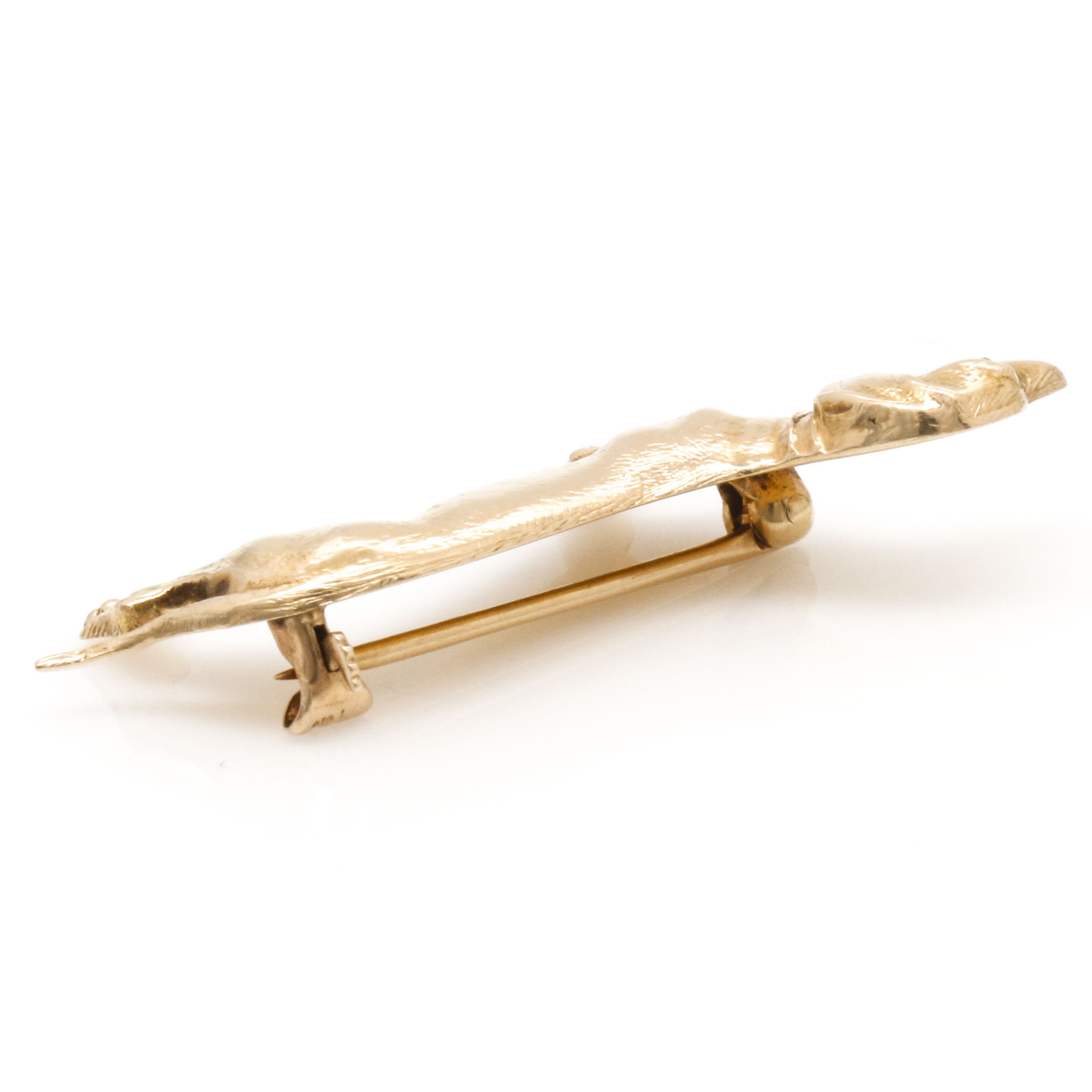 14K Yellow Gold and Ruby Dachshund Brooch