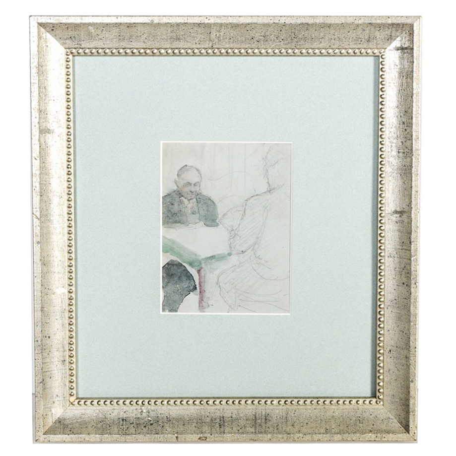 Boris Solotareff Mixed Media on Paper "The Card Game"