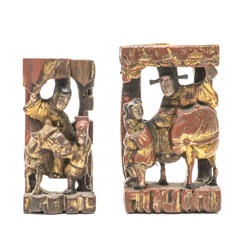 Antique Chinese Hand Carved Reliefs