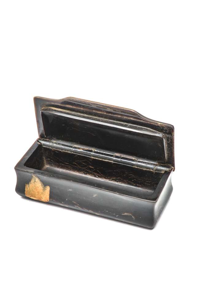 Antique Carved Horn and Tortoise Shell Snuff Box