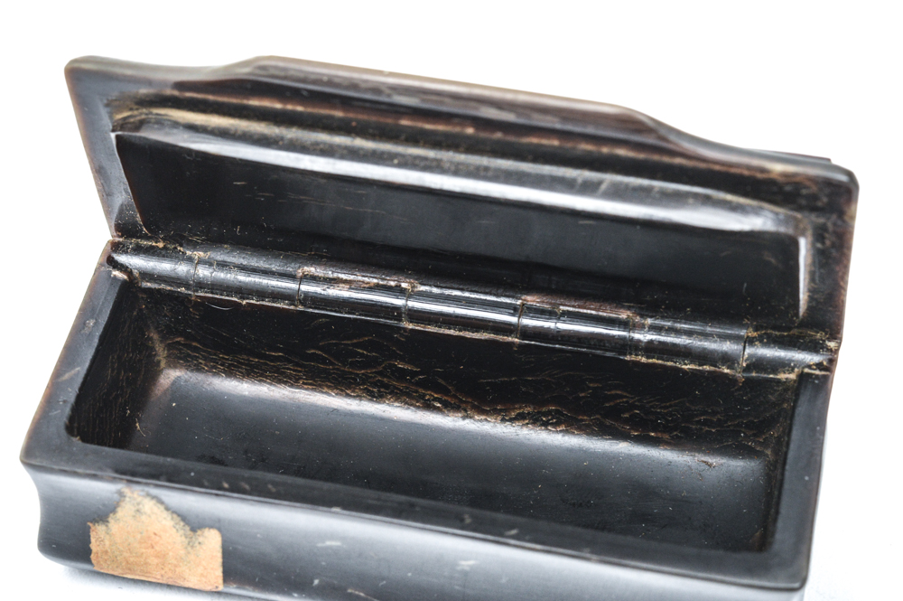 Antique Carved Horn and Tortoise Shell Snuff Box
