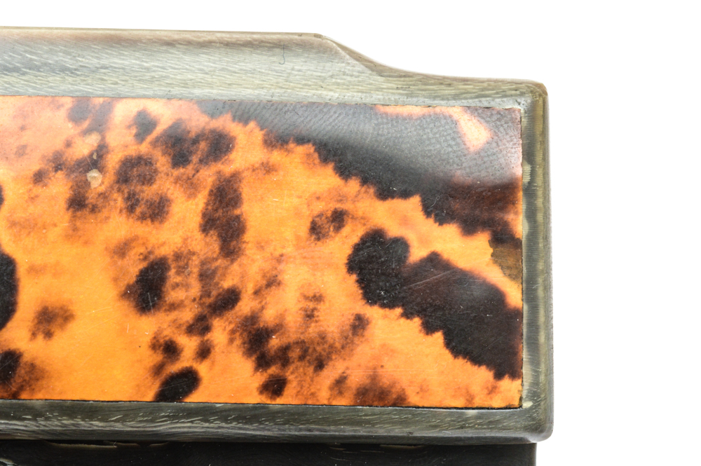 Antique Carved Horn and Tortoise Shell Snuff Box