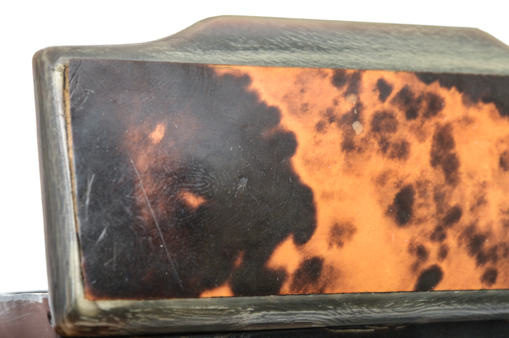 Antique Carved Horn and Tortoise Shell Snuff Box