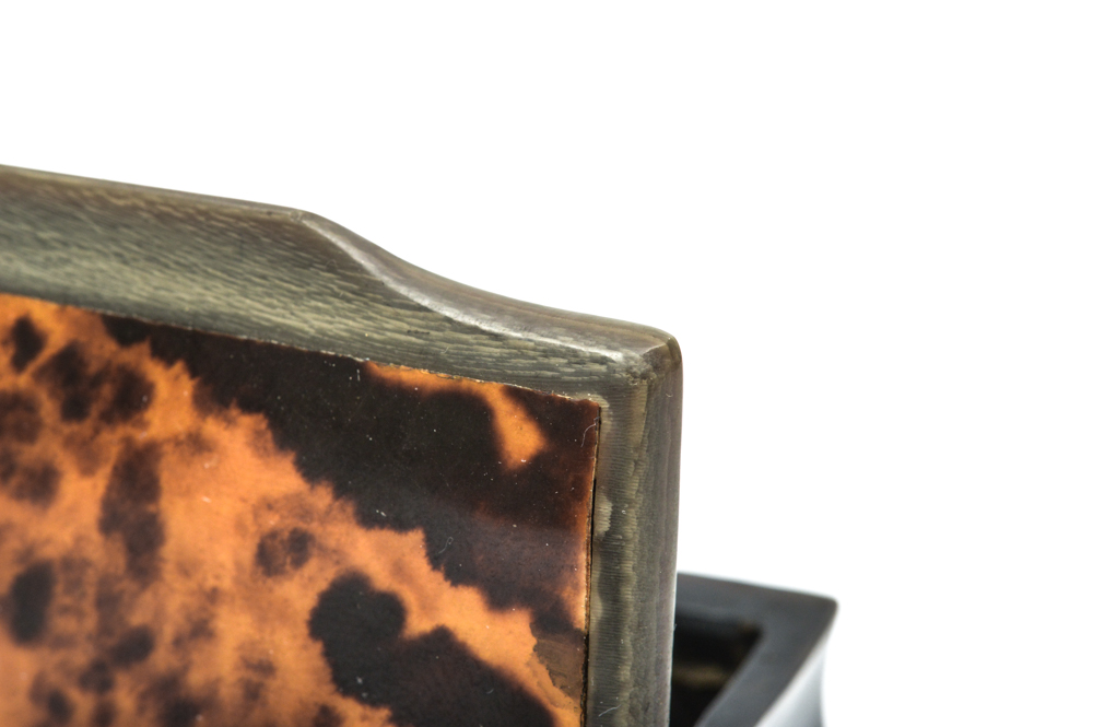 Antique Carved Horn and Tortoise Shell Snuff Box