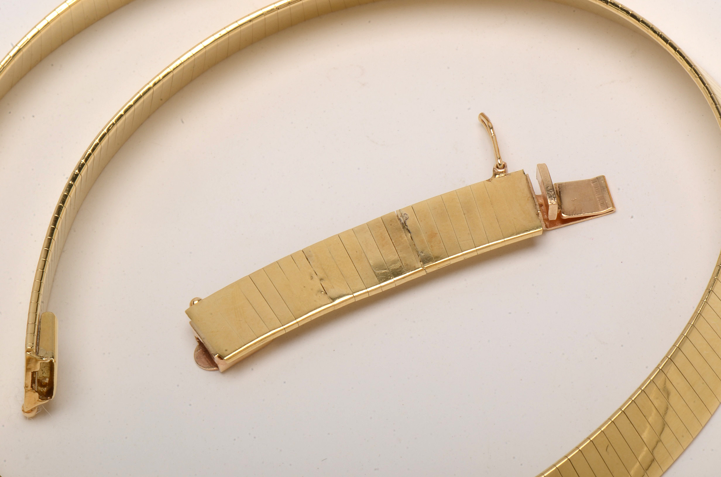 18K Yellow Gold Omega Chain Necklace and Extender - 47.90 DWT