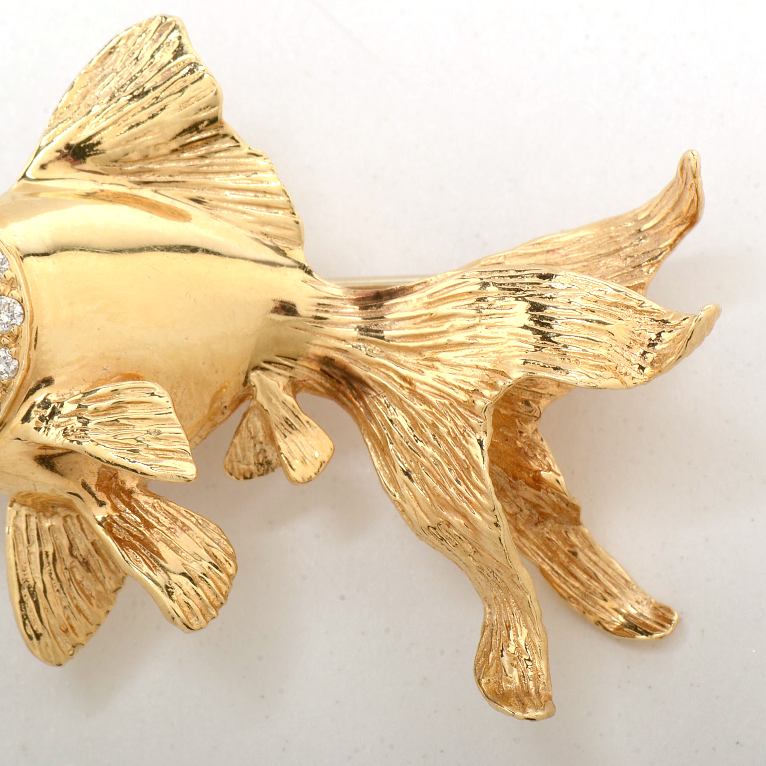 Dankner 14K Yellow Gold Diamond and Ruby Koi Fish Pin