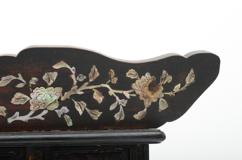 Antique Chinese Teak Shrine with Carved Figures