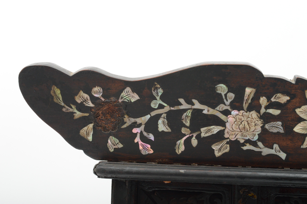 Antique Chinese Teak Shrine with Carved Figures