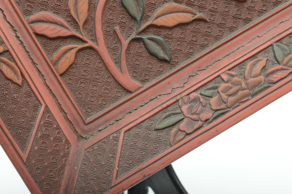 Fine Chinese Qianlong Period Lacquer Tray With Antique Wrist Rest