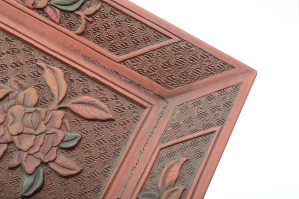 Fine Chinese Qianlong Period Lacquer Tray With Antique Wrist Rest