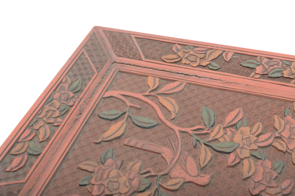 Fine Chinese Qianlong Period Lacquer Tray With Antique Wrist Rest