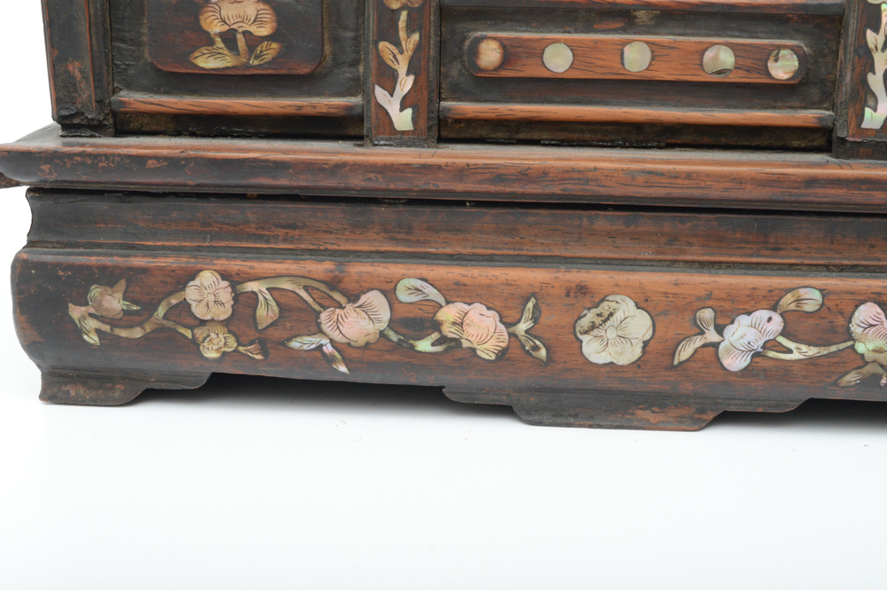 Antique Chinese Teak Shrine with Carved Figures