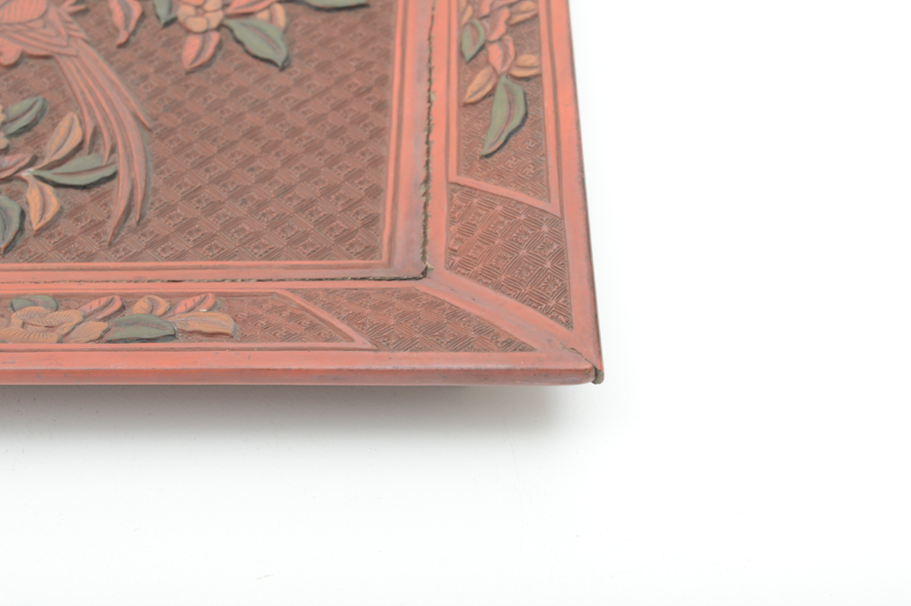 Fine Chinese Qianlong Period Lacquer Tray With Antique Wrist Rest