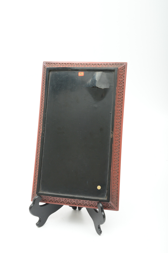 Fine Chinese Qianlong Period Lacquer Tray With Antique Wrist Rest