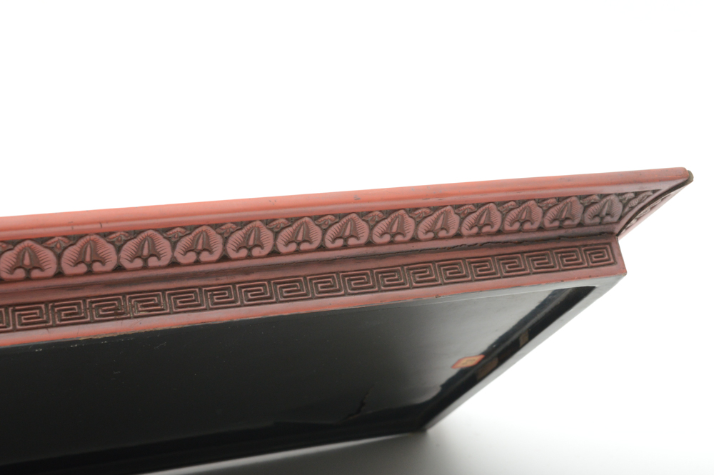 Fine Chinese Qianlong Period Lacquer Tray With Antique Wrist Rest