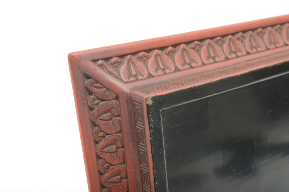 Fine Chinese Qianlong Period Lacquer Tray With Antique Wrist Rest