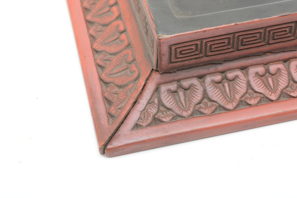 Fine Chinese Qianlong Period Lacquer Tray With Antique Wrist Rest