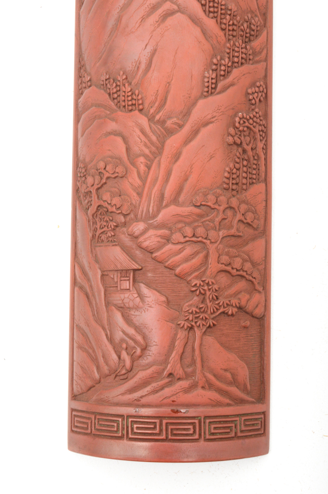 Fine Chinese Qianlong Period Lacquer Tray With Antique Wrist Rest