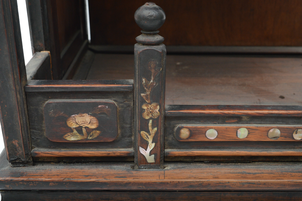 Antique Chinese Teak Shrine with Carved Figures