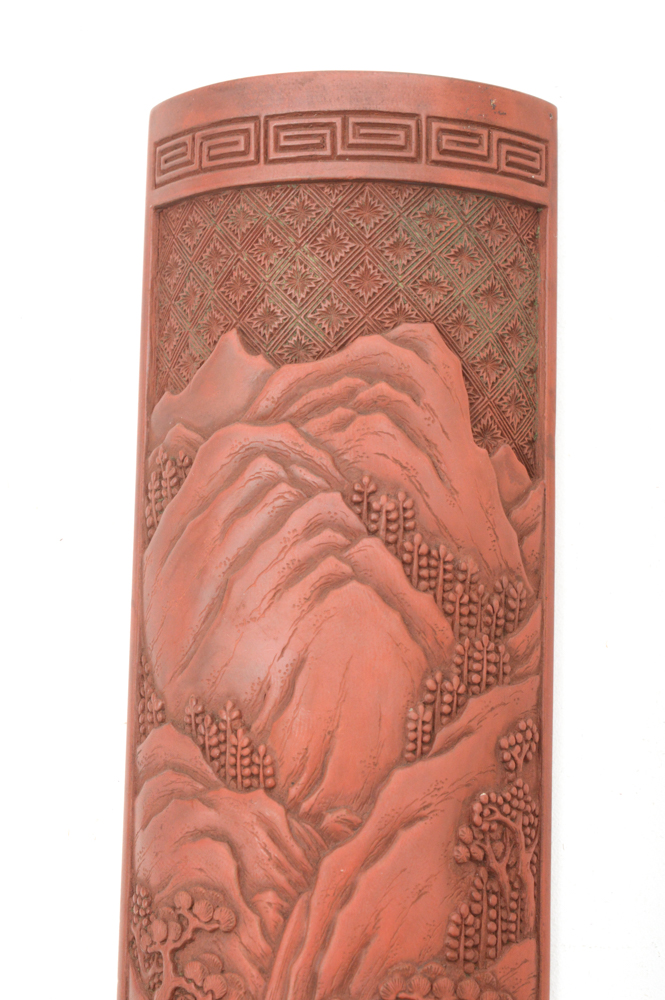 Fine Chinese Qianlong Period Lacquer Tray With Antique Wrist Rest