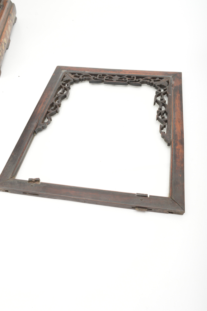 Antique Chinese Teak Shrine with Carved Figures